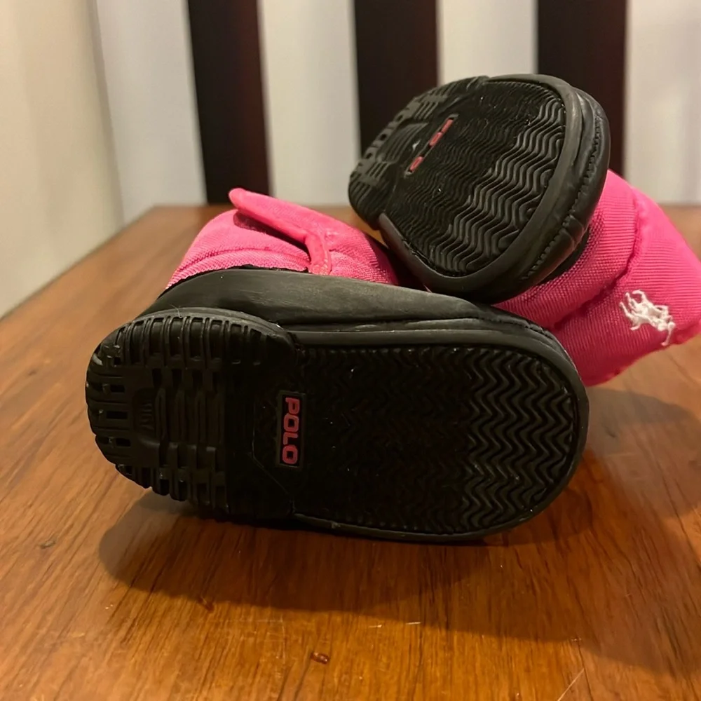 Polo Ralph Lauren Fuchsia Winter Crib Booties Boots Shoes Infant Baby Girls Sz 2